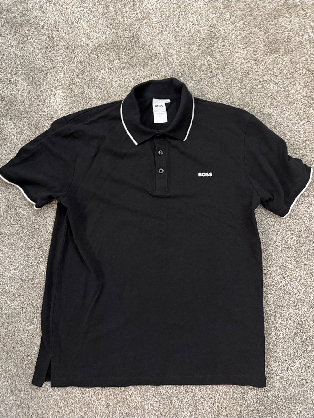 Boss Black Polo with White Piping